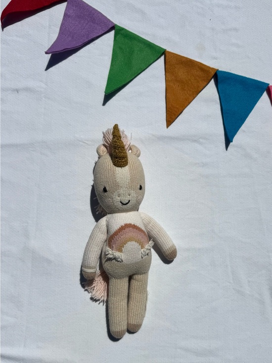 Cuddle + Kind Other - Cuddle and Kind Knitted Unicorn Plush Toy - Cream with Gold Horn